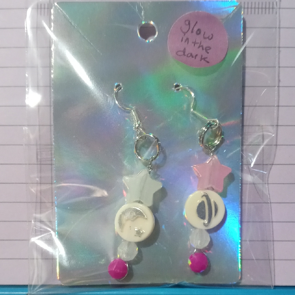 Glow-in-the-Dark Star and Moon Earrings